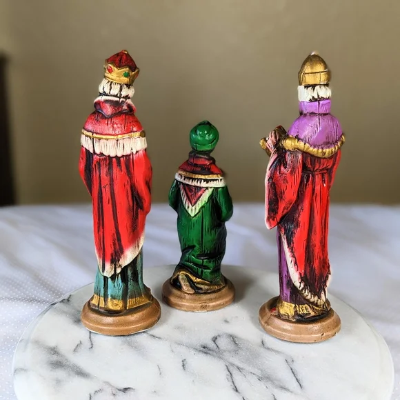 RARE Vintage Japan Paper-mache Wiseman Set Of 3 Nativity Christmas